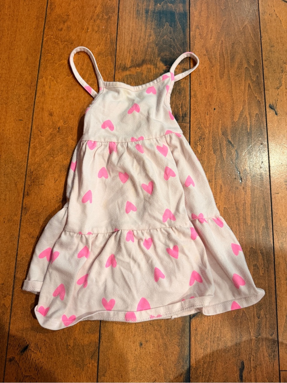 Cat & Jack Pink Heart Print Spaghetti Strap Dress